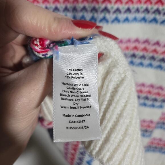 Talbots Wave Jacquard Crewneck Sweater Multicolor XL Petite Kidcore Preppy - Picture 7 of 8